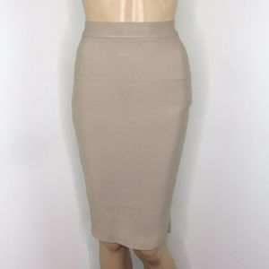 CLO Tan Bandage Pencil Skirt